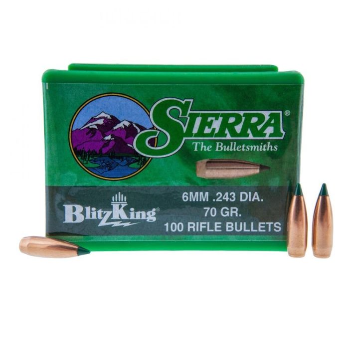 Sierra BlitzKing Kogelkoppen 6 mm (.243 diameter) 70 Gr. Boat Tail #1507 / 100pcs