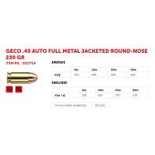 Geco .45 ACP FMJ RN 230 Gr.